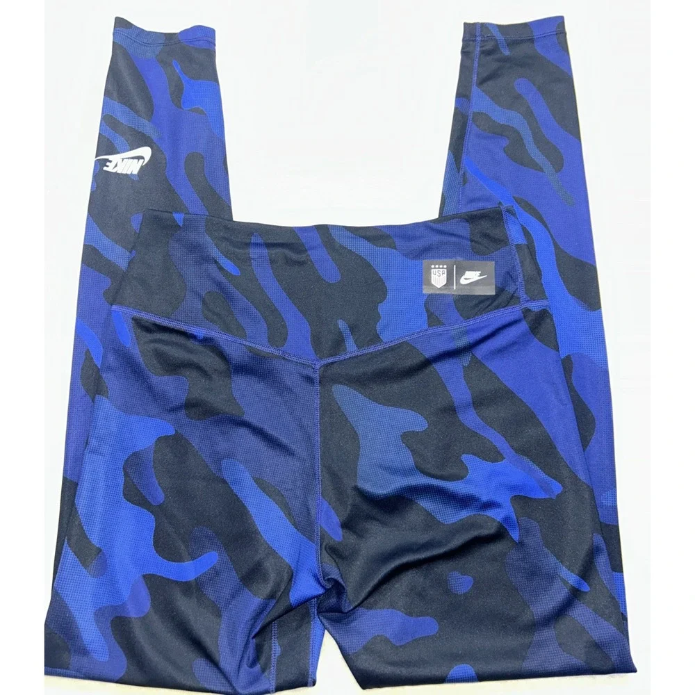 Nike Team‎ USA Women's Medium Leggings, Blue And Black Camo, Dri Fit